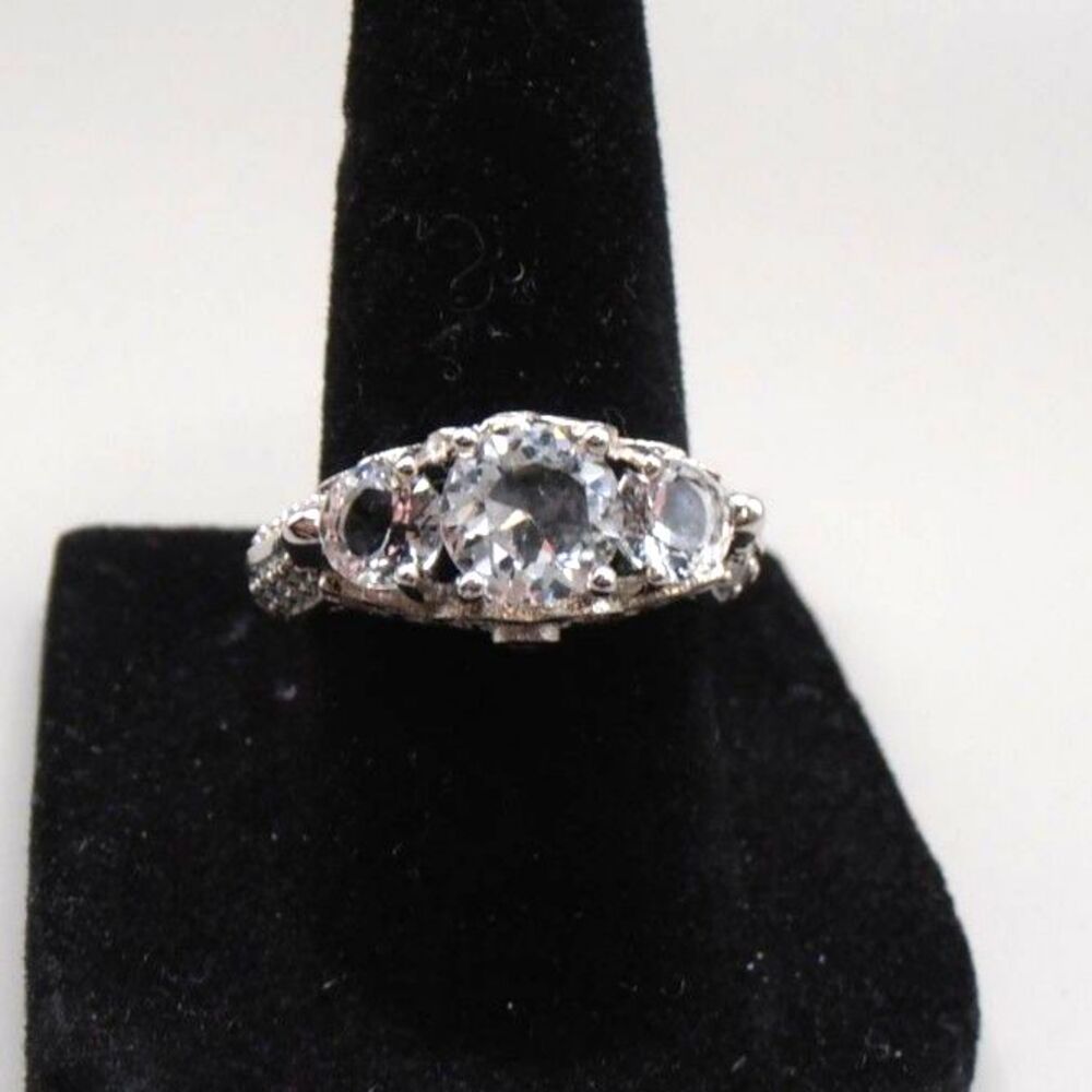 Sterling Silver and CZ Engagement Style Statement Ring